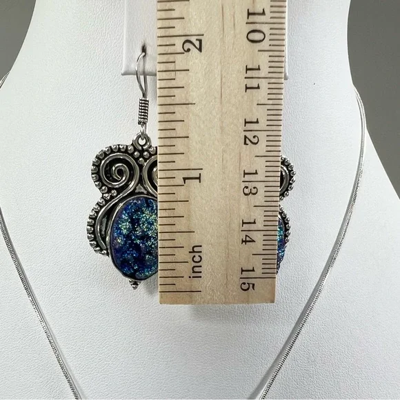 Titanium Druzy 925 Pendant & Earrings Set - Picture 12 of 15